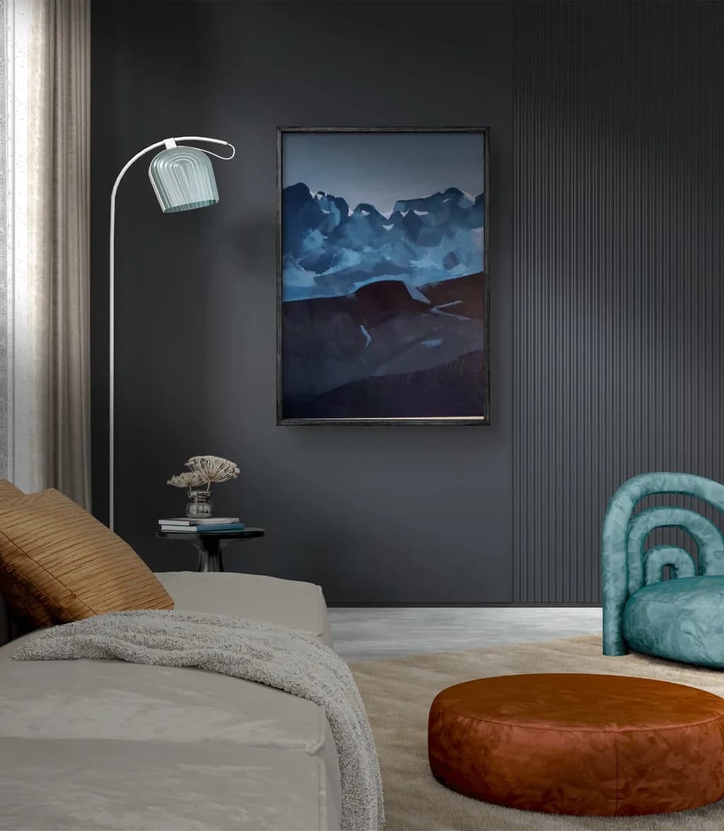 Serene Mountain Reflections: A Modern Artistic Journey in Cozy Hues