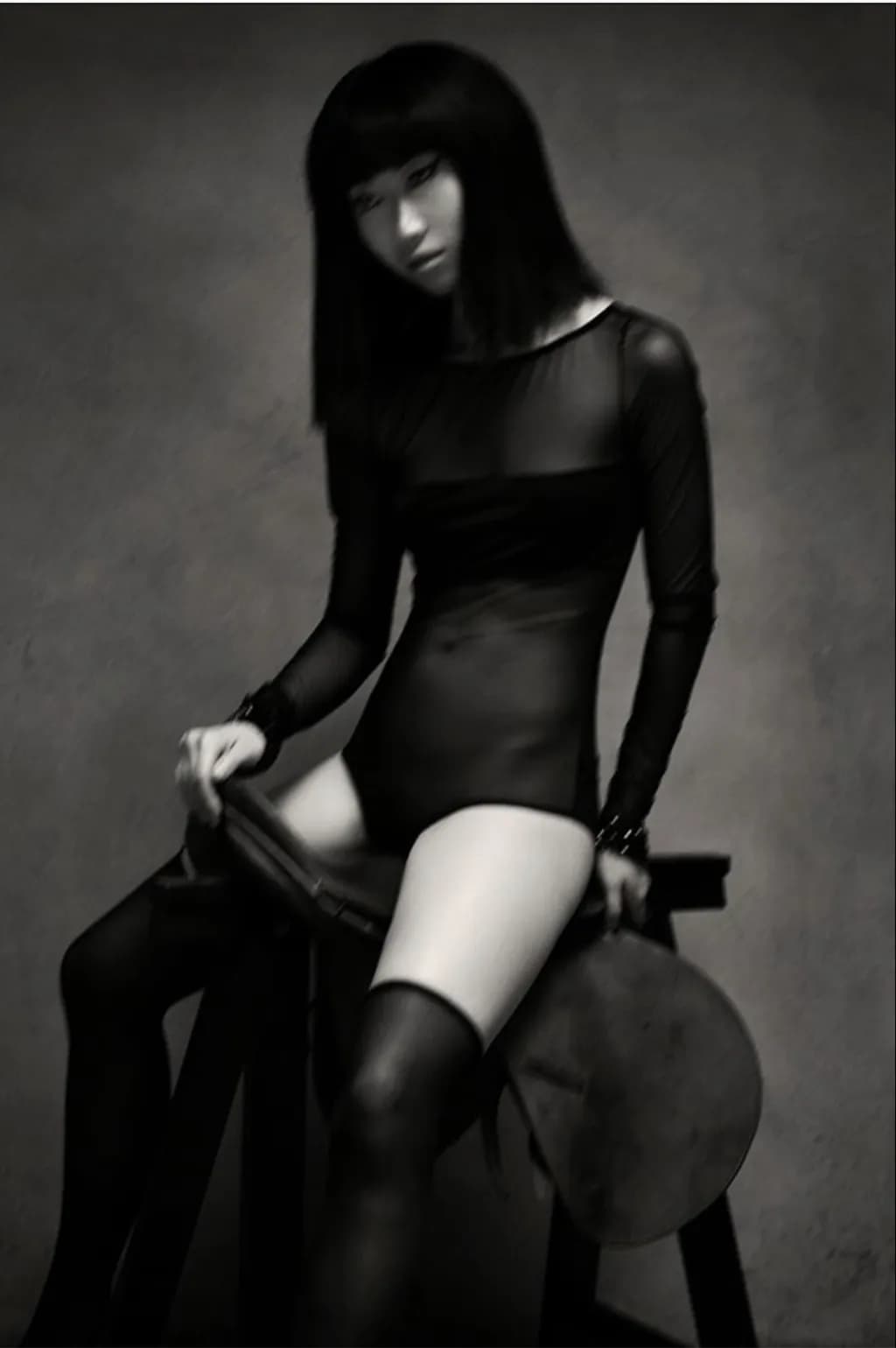 Ethereal Elegance: A Monochrome Portrait of Strength and Sensuality