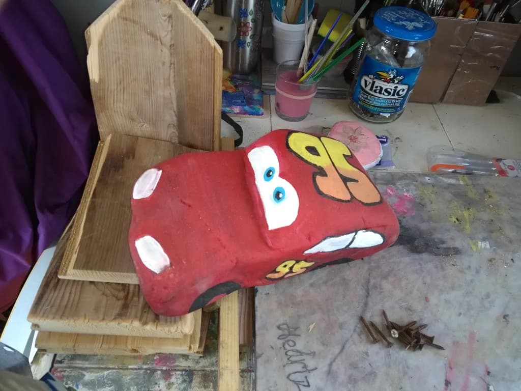 Lightning McQueen Painted Rock