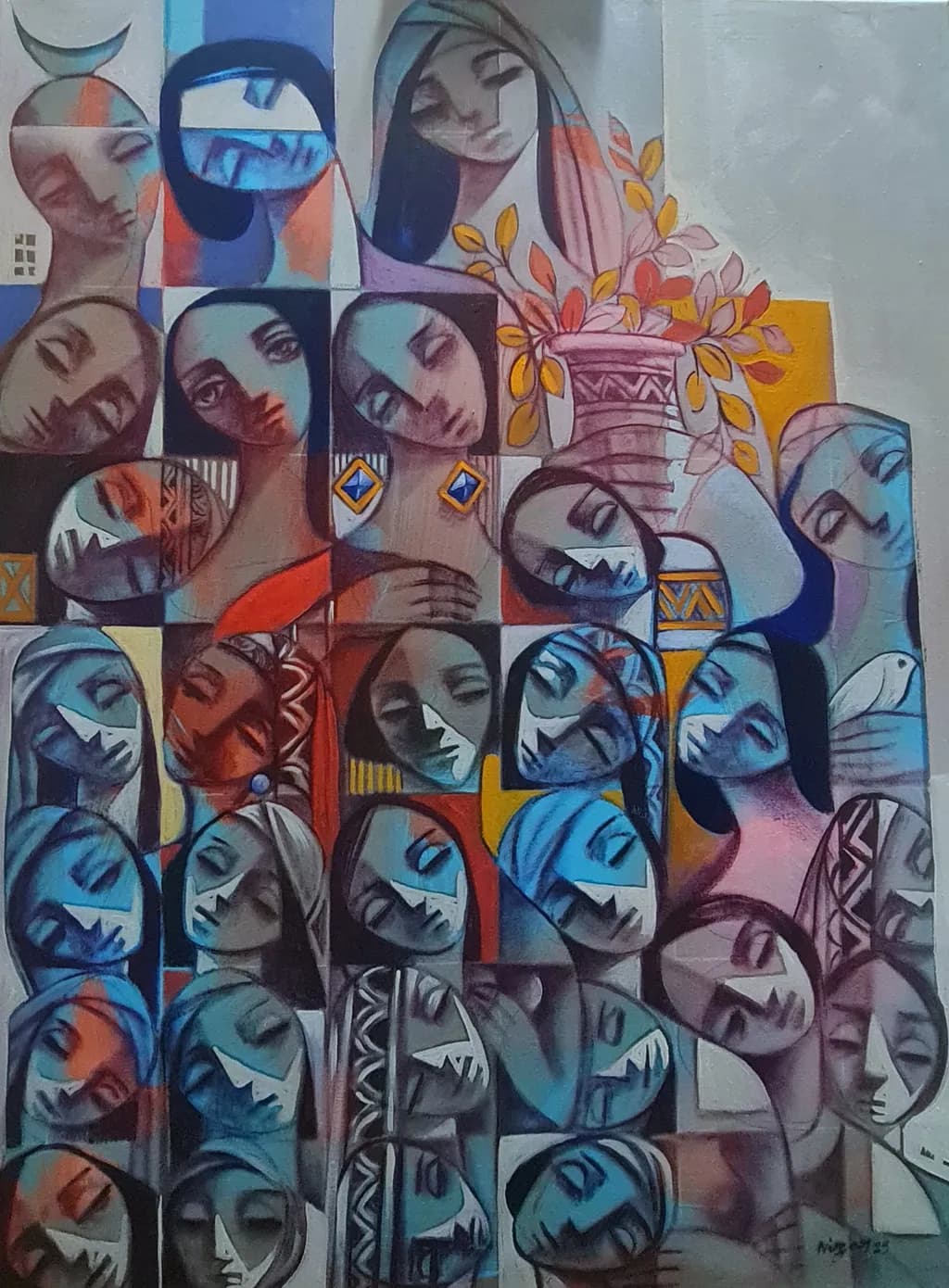 Whispers of Serenity: A Tapestry of Faces and Emotions in Colorful Harmony