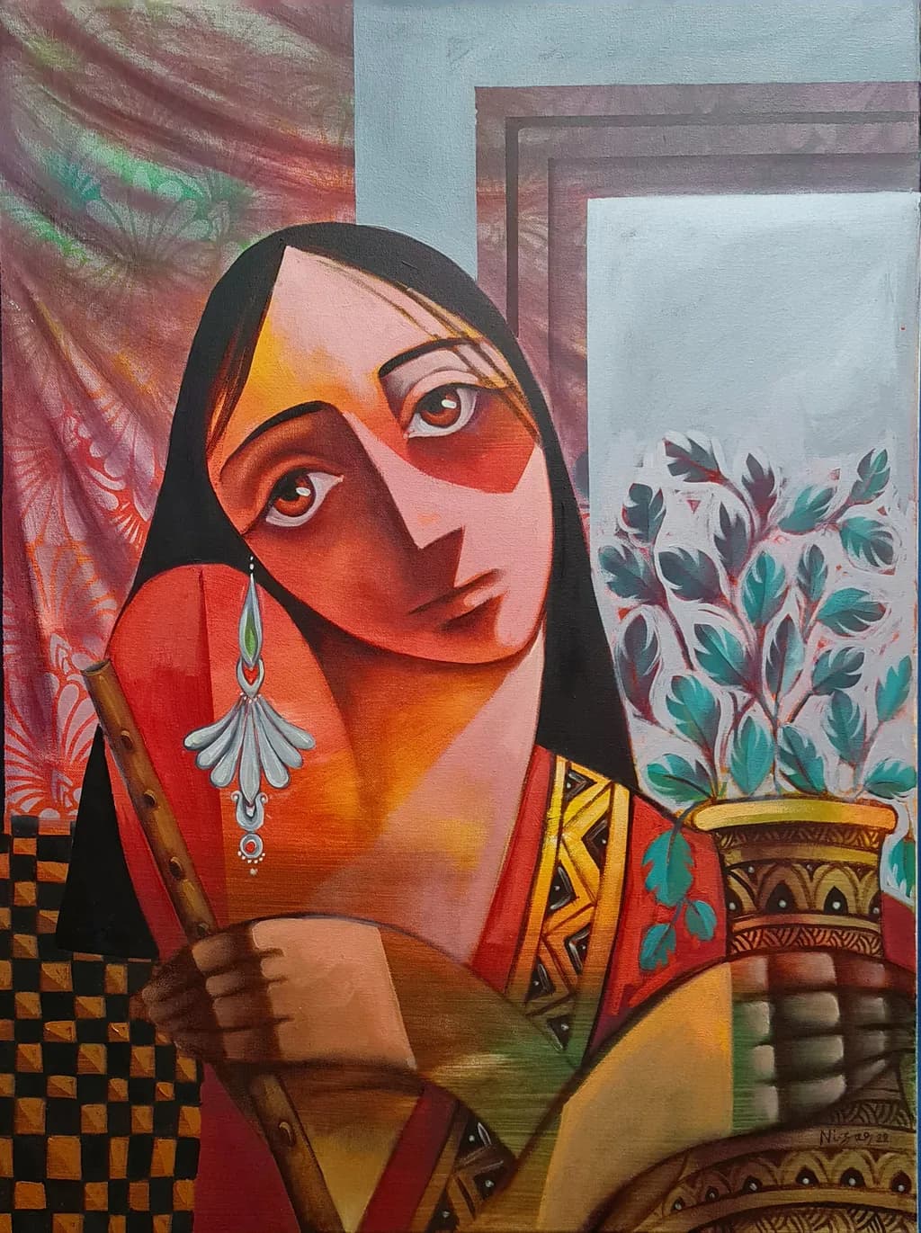 Whispers of Tradition: A Portrait of Grace and Heritage