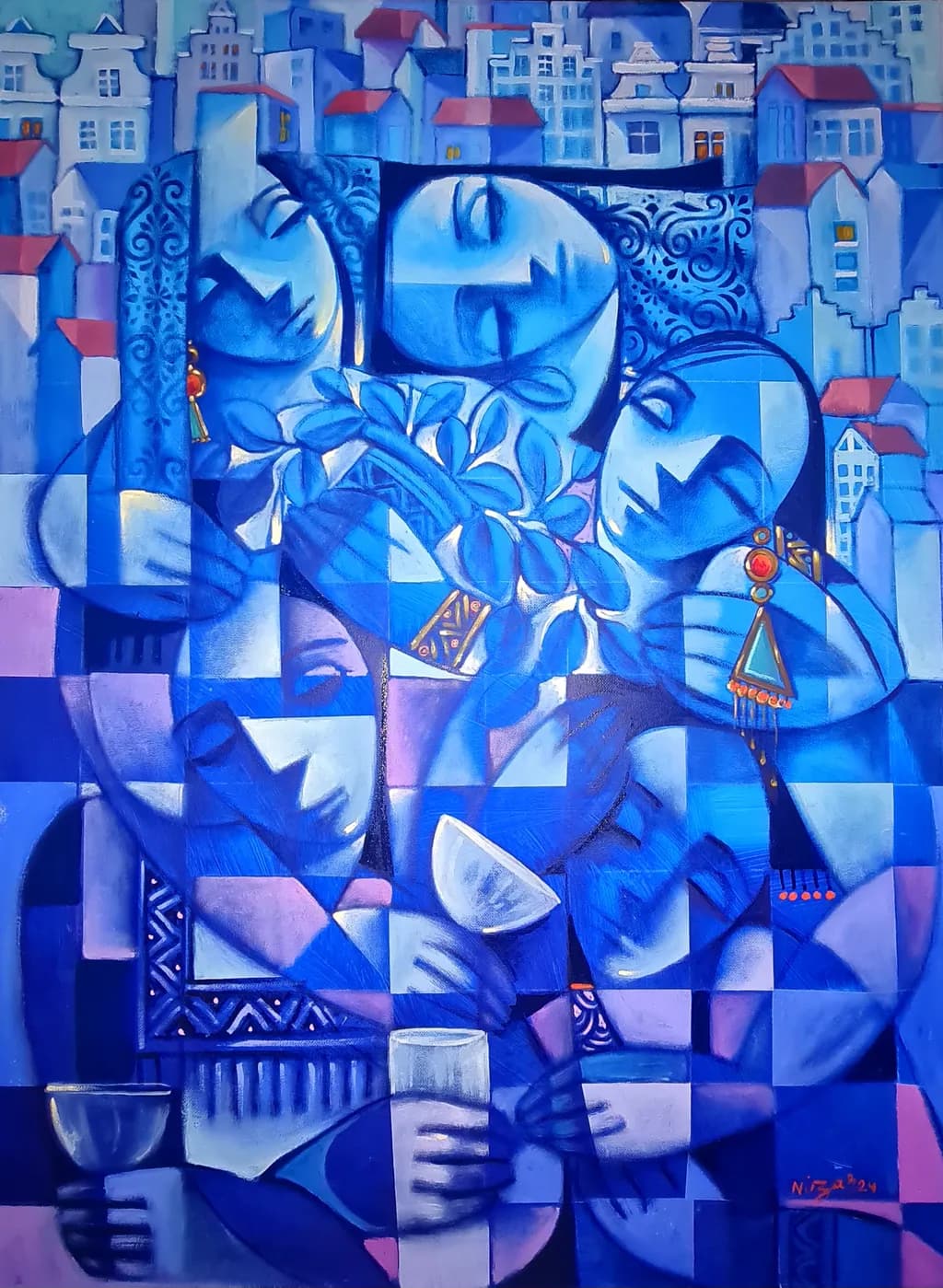 Celebration in Blue: An Abstract Journey Through Emotion and Artistry