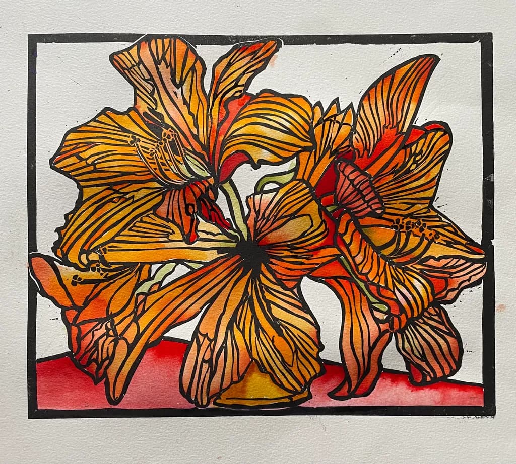 Vibrant Orange Blossoms: An Abstract Floral Illustration