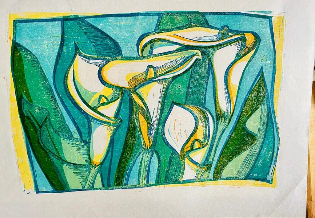 Whispers of Nature: A Vibrant Dance of Calla Lilies in Blue and Green