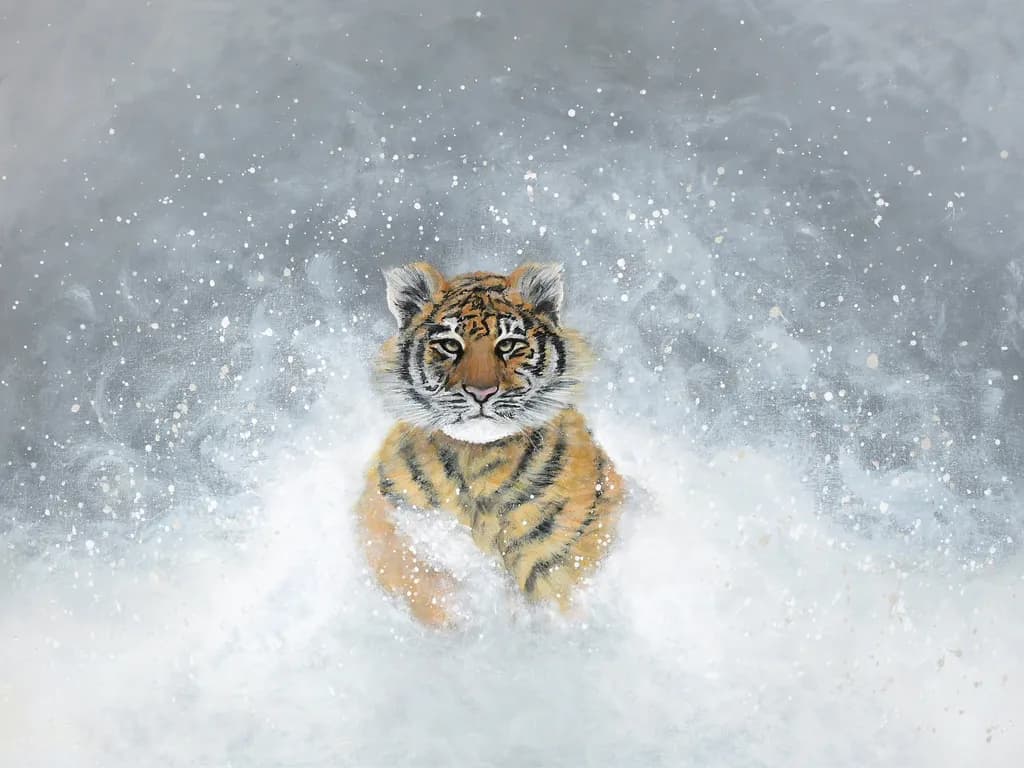 Whispers of the Wild: A Majestic Tiger Emerges from the Snowy Mist