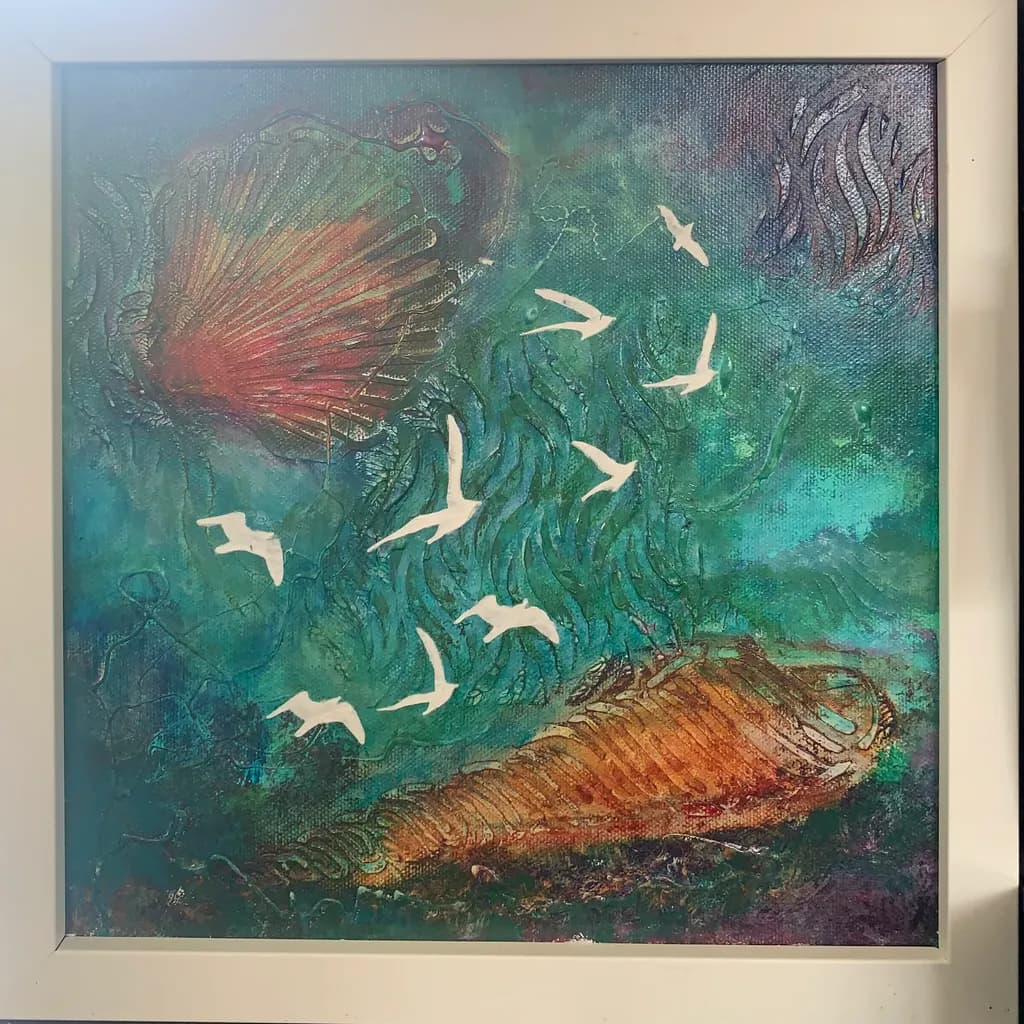 Whispers of the Ocean: A Dance of Shells and Seabirds