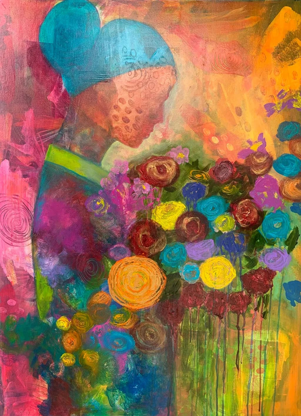 Whispers of Color: A Floral Embrace in Vibrant Hues