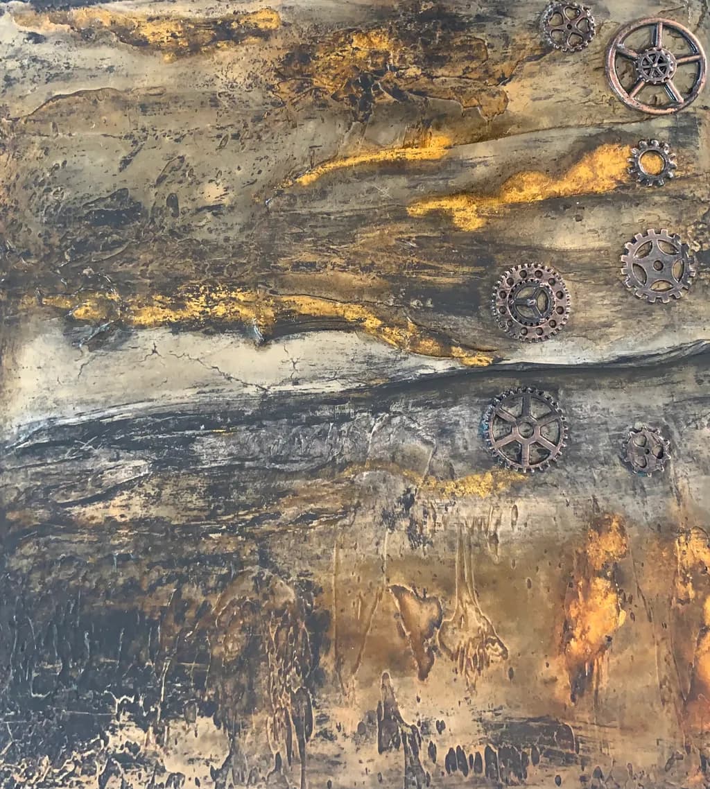 Rustic Mechanica: A Fusion of Time and Texture in Industrial Artistry