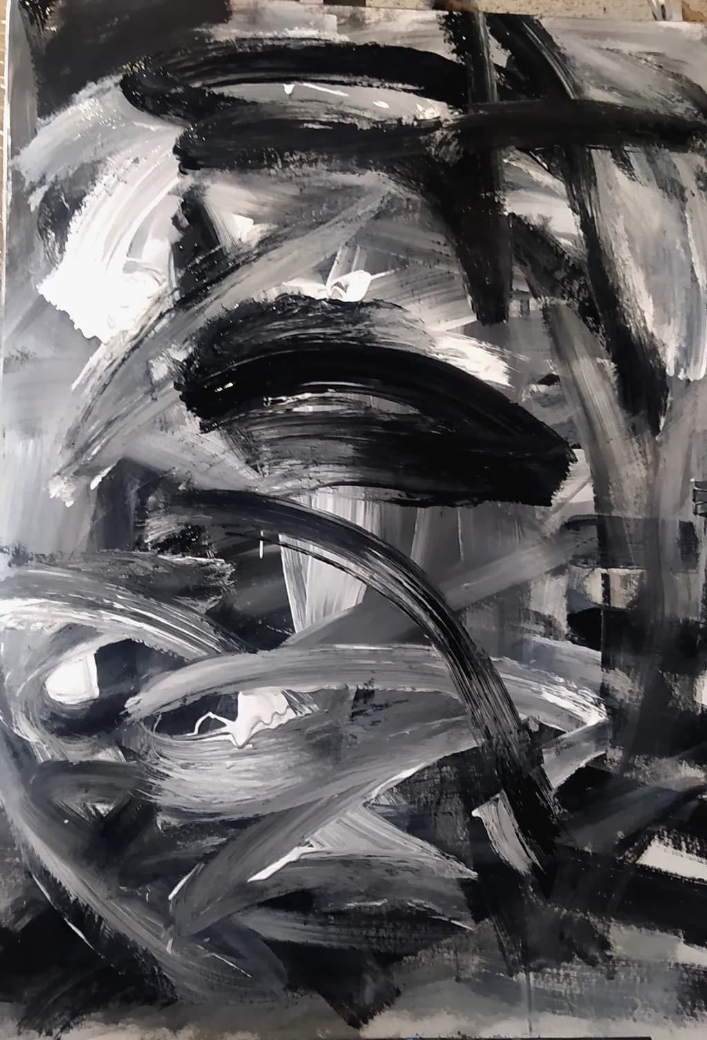 Dynamic Monochrome: A Dance of Black and White Brushstrokes