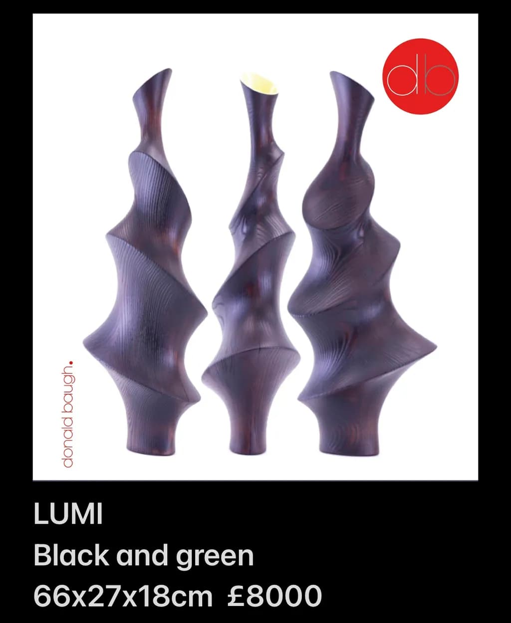 LUMI: A Modern Dance of Form and Texture in Black and Green Sculpture