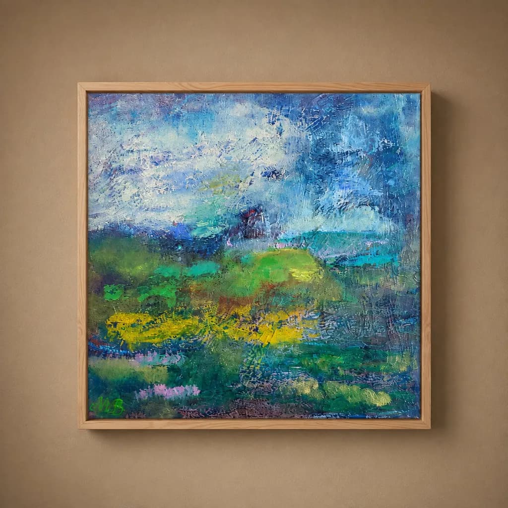 Abstract Landscape in Wood Frame