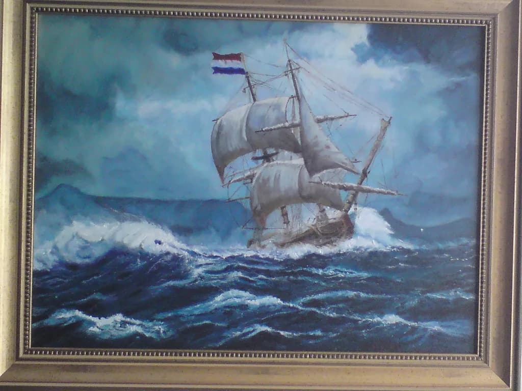 Tempestuous Voyage: A Masterful Maritime Painting of a Ship Battling the Stormy Seas