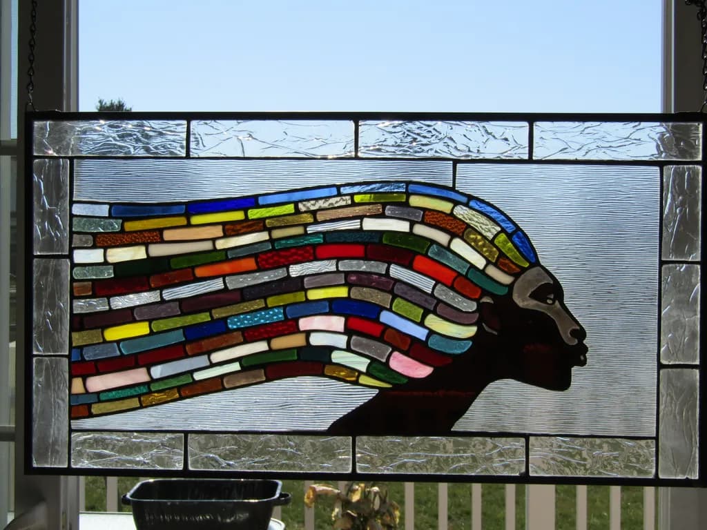 Colorful Silhouette: A Stained Glass Journey Through Hair and Design
