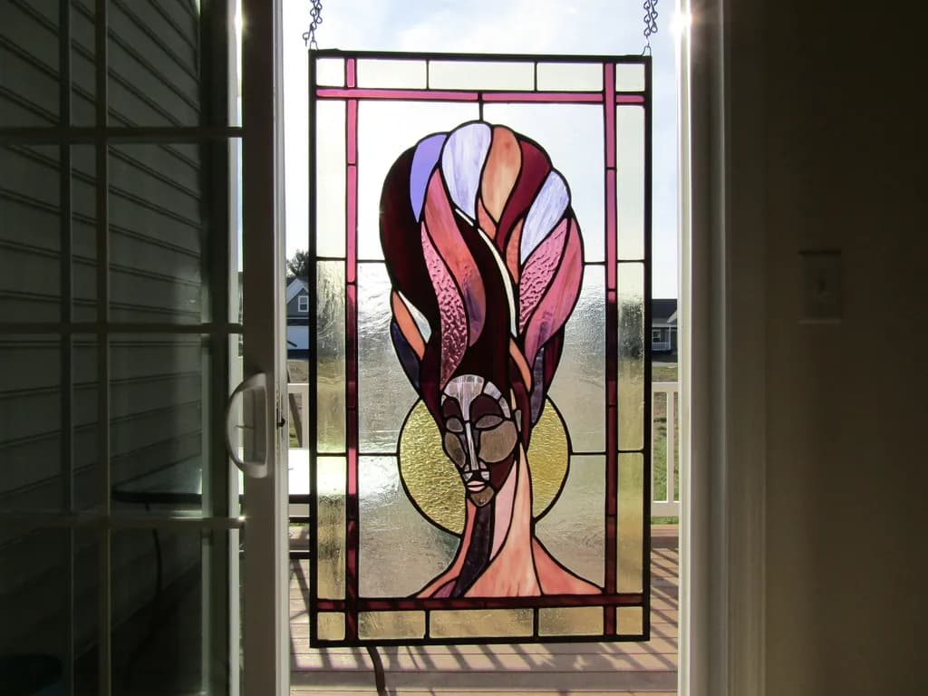 Radiant Elegance: A Stained Glass Portrait of Grace and Beauty