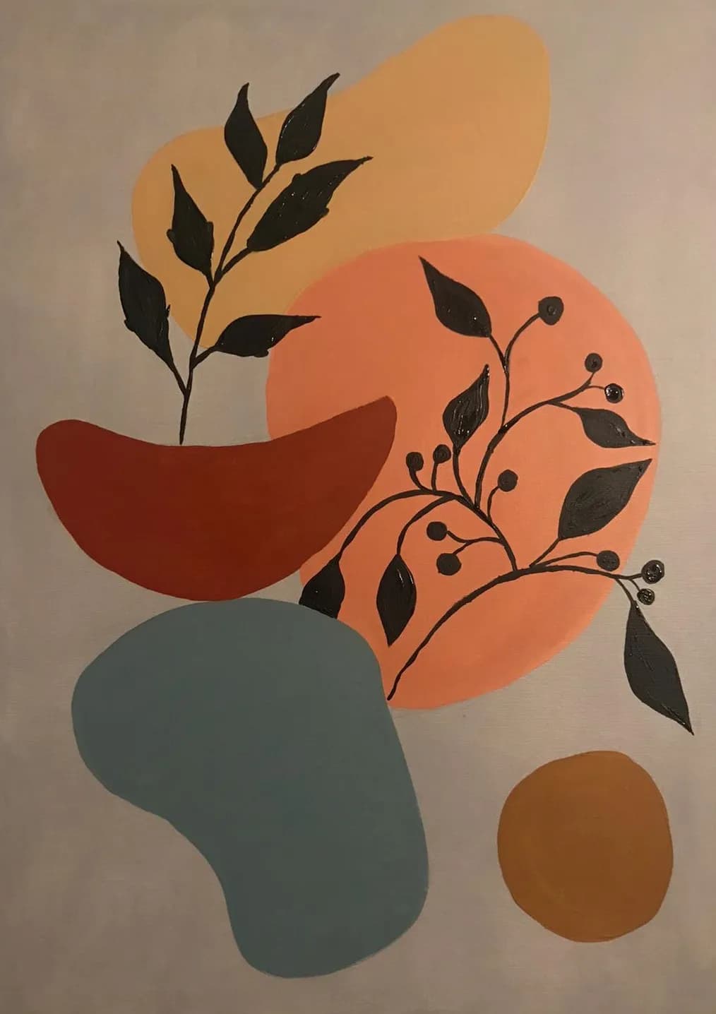 Whimsical Harmony: A Dance of Shapes and Nature in Earthy Tones