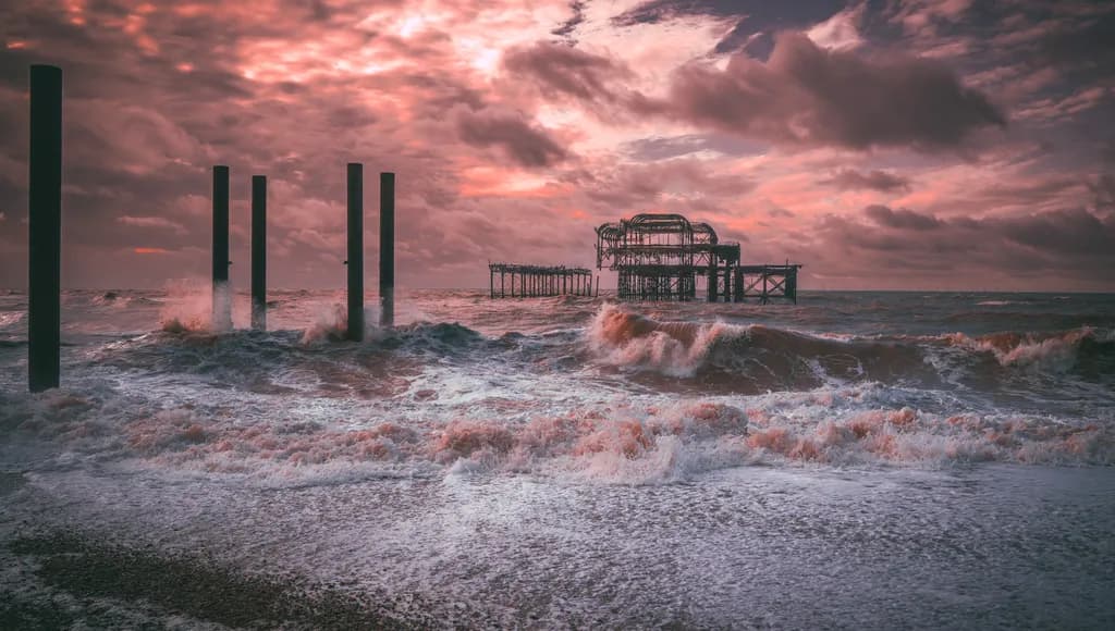 Whispers of the Tide: A Stormy Evening at the Pier