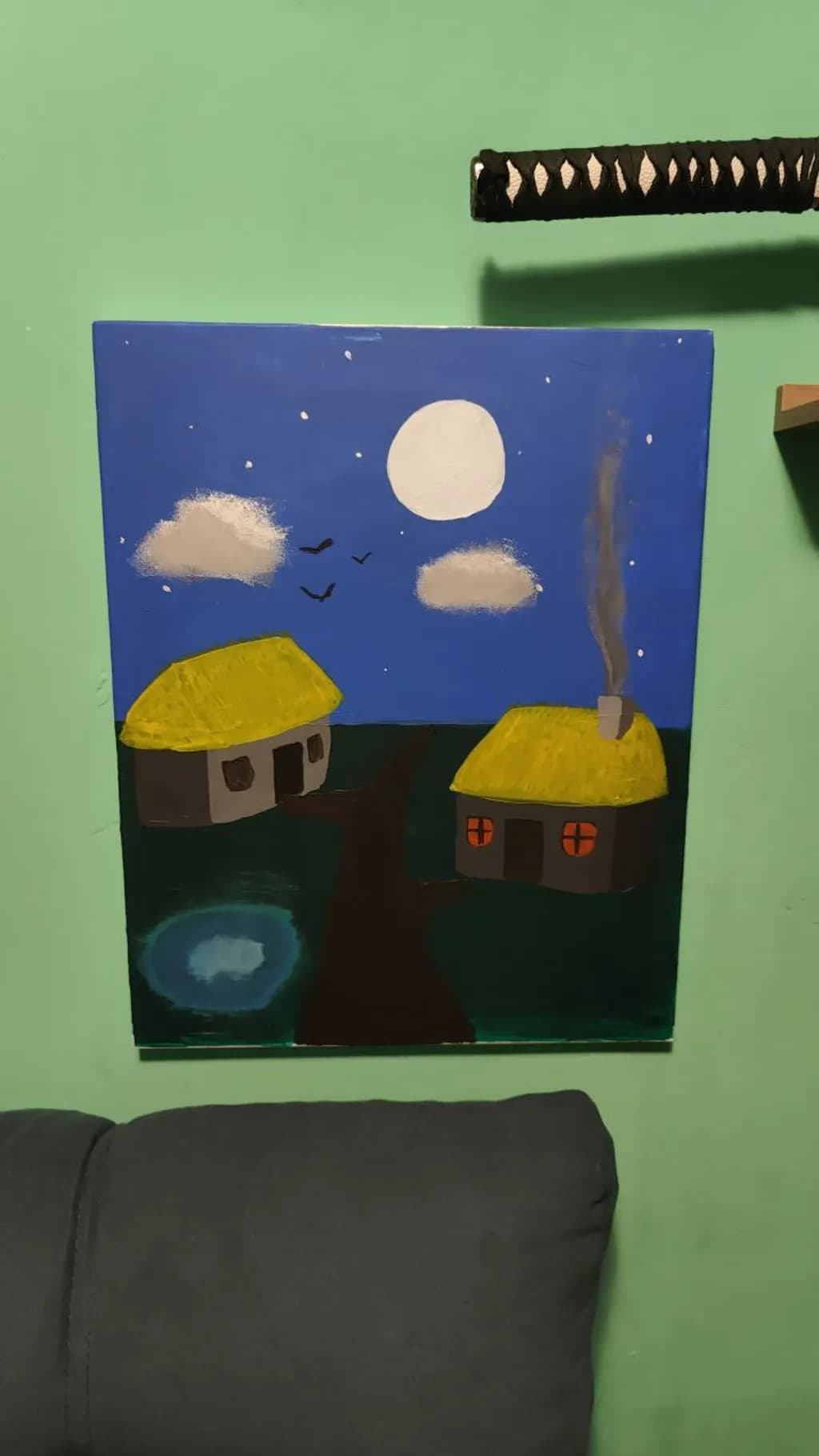 Moonlit Village Night