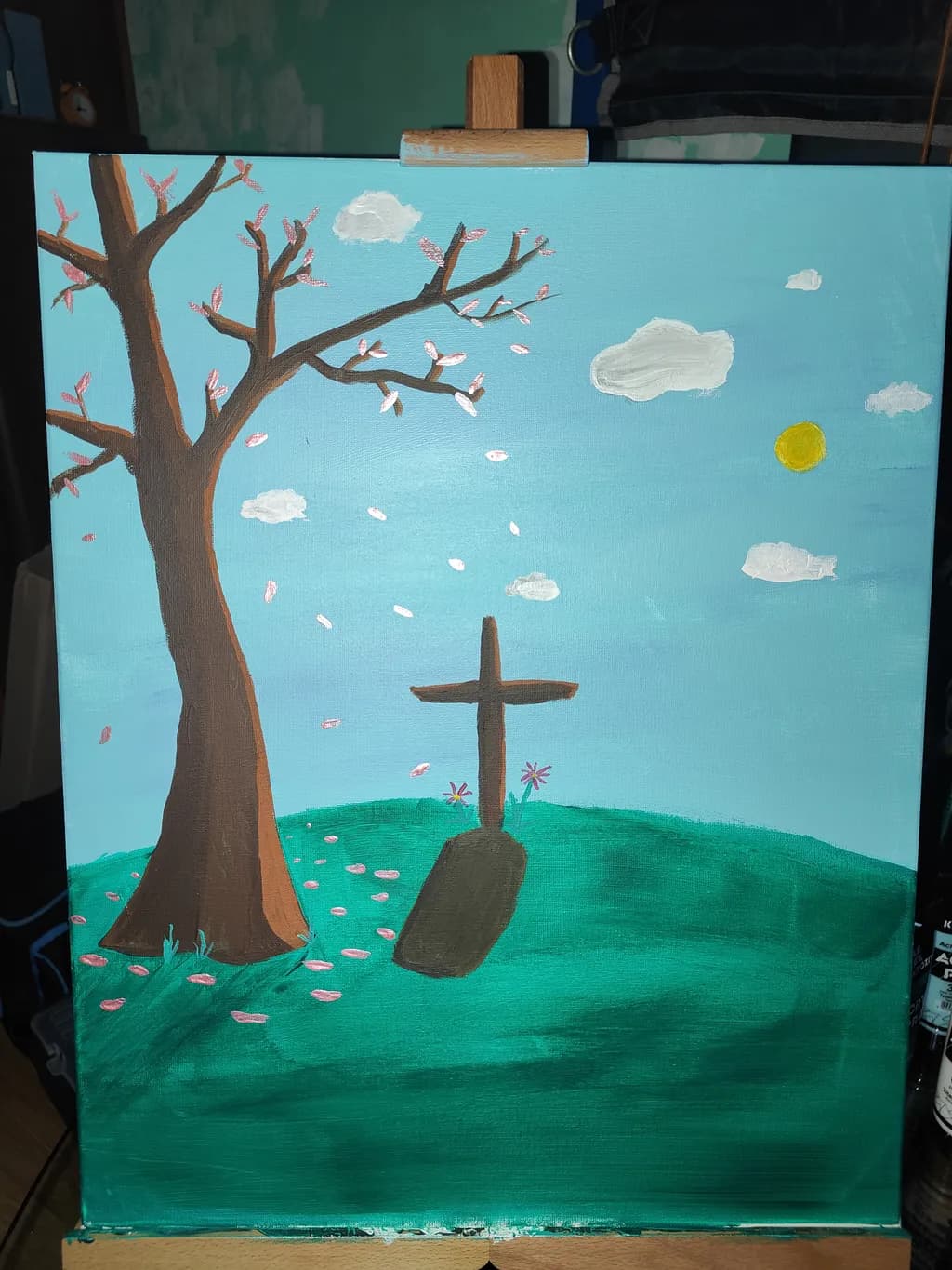 Whispers of Remembrance: A Serene Tribute Beneath the Blossoming Tree