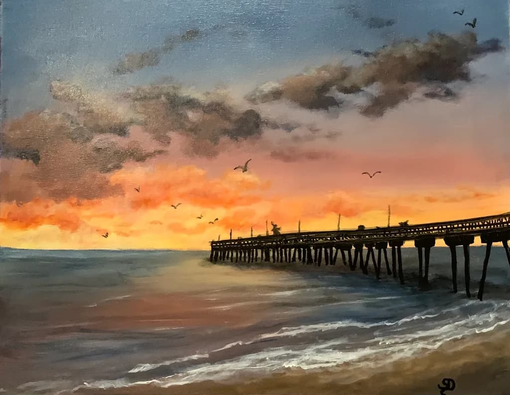 Serenity at Sunset: A Coastal Pier's Embrace
