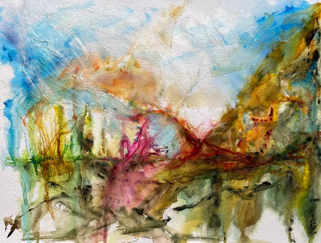 Whispers of Color: A Dreamlike Landscape in Watercolor Harmony