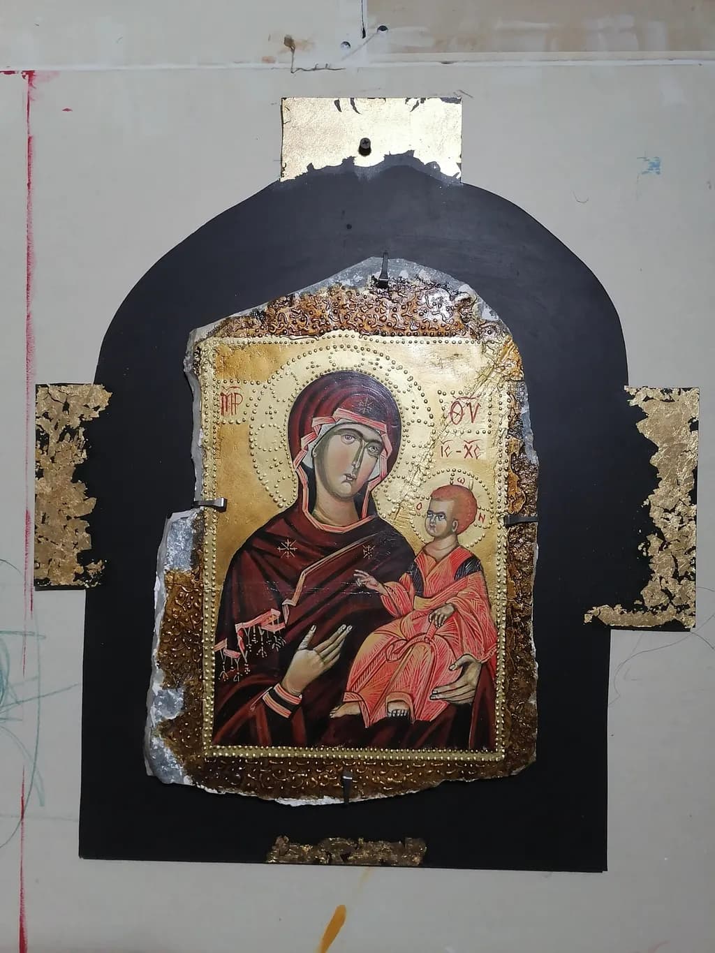 Golden Embrace: A Vintage Icon of Mother and Child