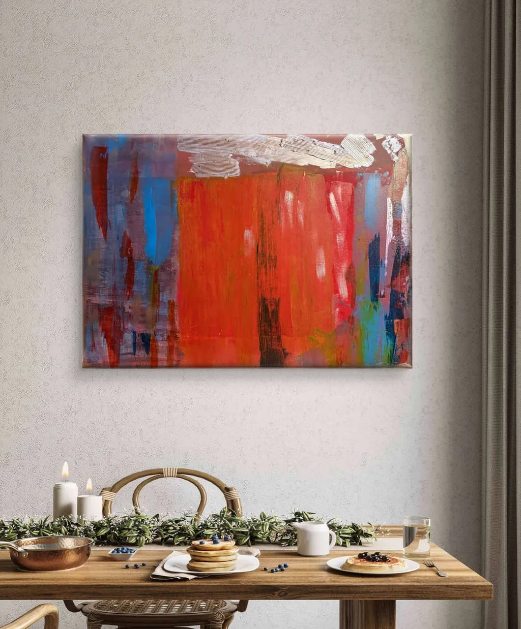 Vibrant Harmony: A Dance of Red and Blue in Abstract Expressionism