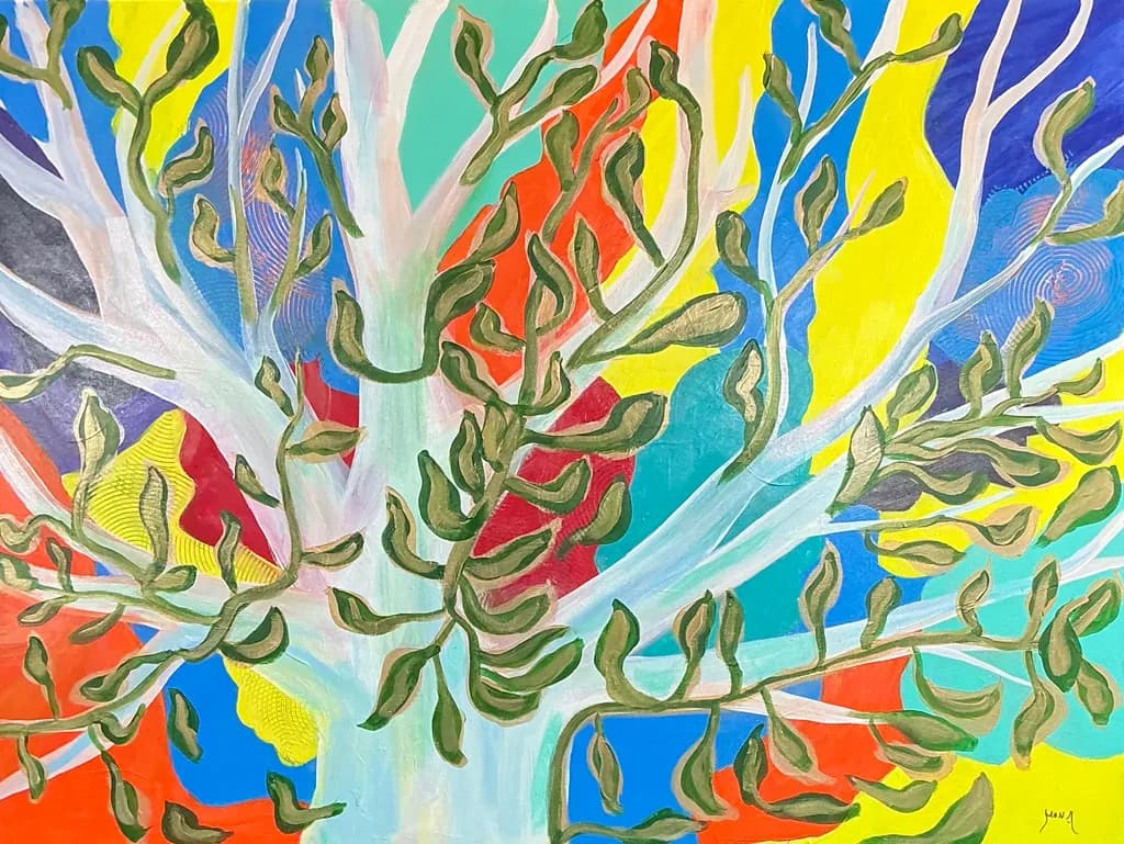 Vibrant Whispers of Nature: An Abstract Tree in Colorful Harmony