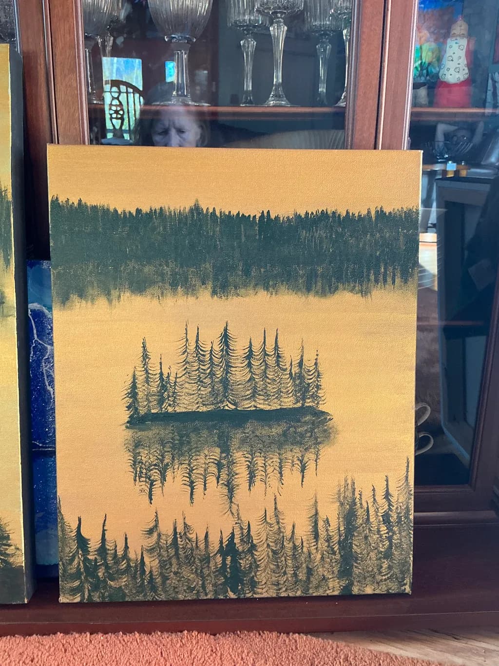 Whispers of Serenity: A Tranquil Forest Reflection in Golden Hues