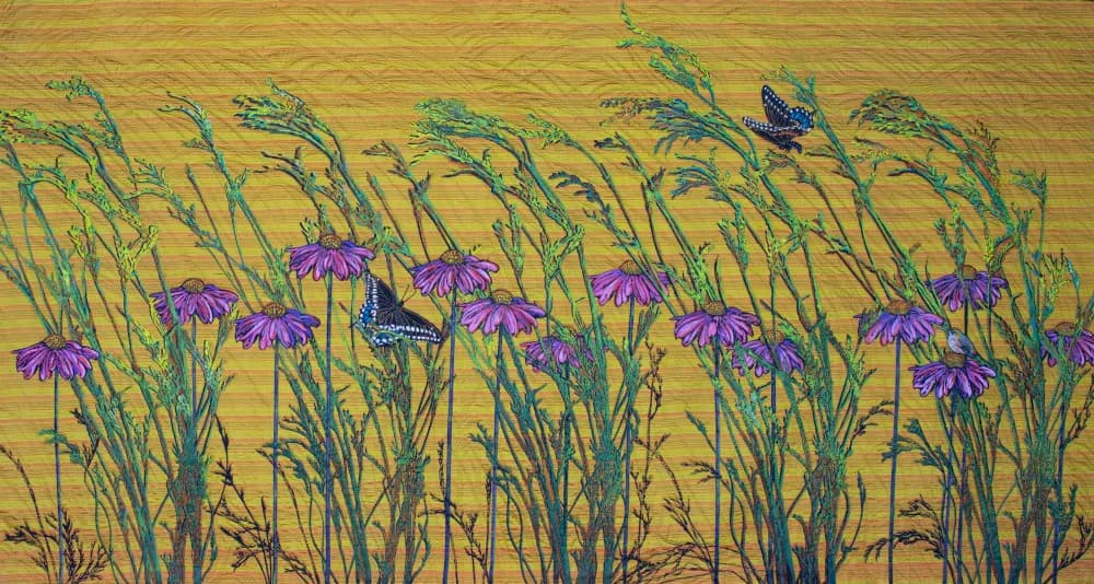 Whispers of Nature: Vibrant Butterflies and Wildflowers in Golden Harmony