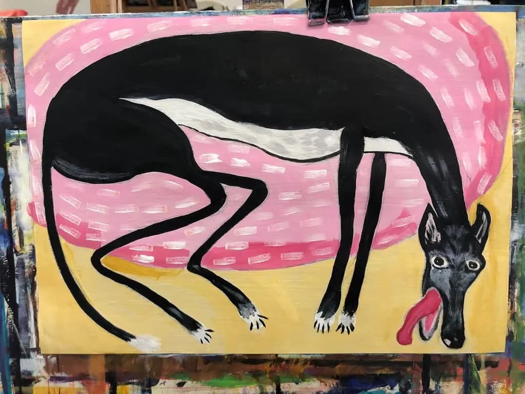 Whimsical Whippet: A Playful Dance of Color and Form