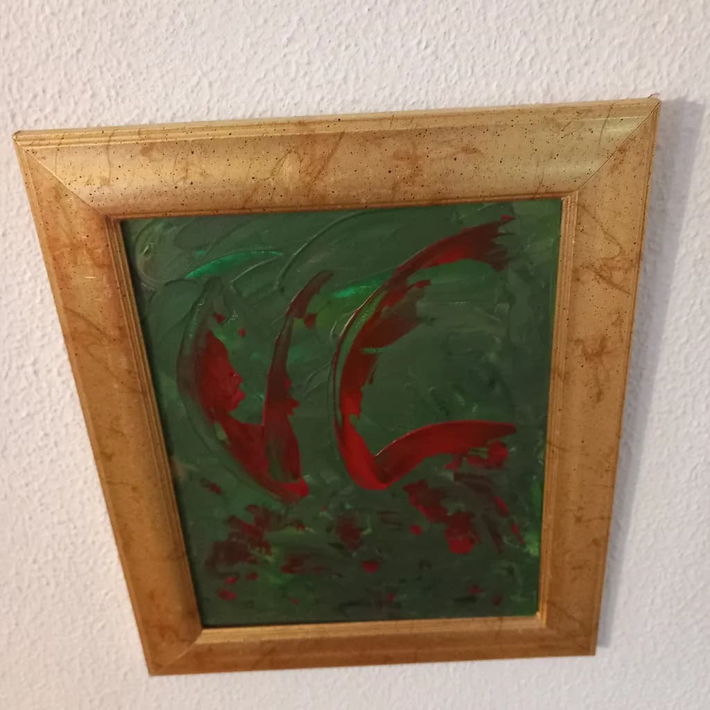 Whispers of Nature: A Vibrant Dance of Green and Red in Abstract Form