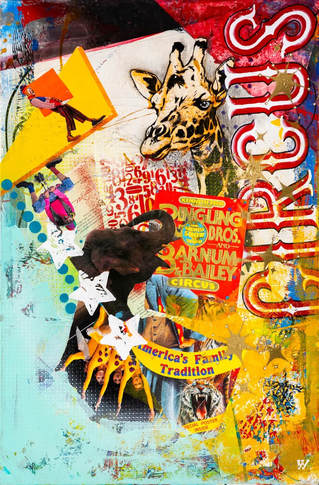 Circus Whimsy: A Vibrant Collage of Nostalgic Performances and Animal Wonders