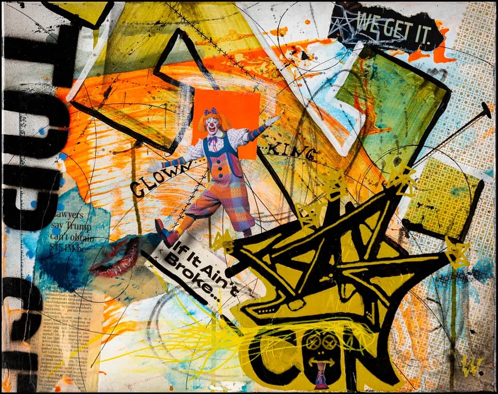 Clown King: A Colorful Commentary on Chaos and Culture