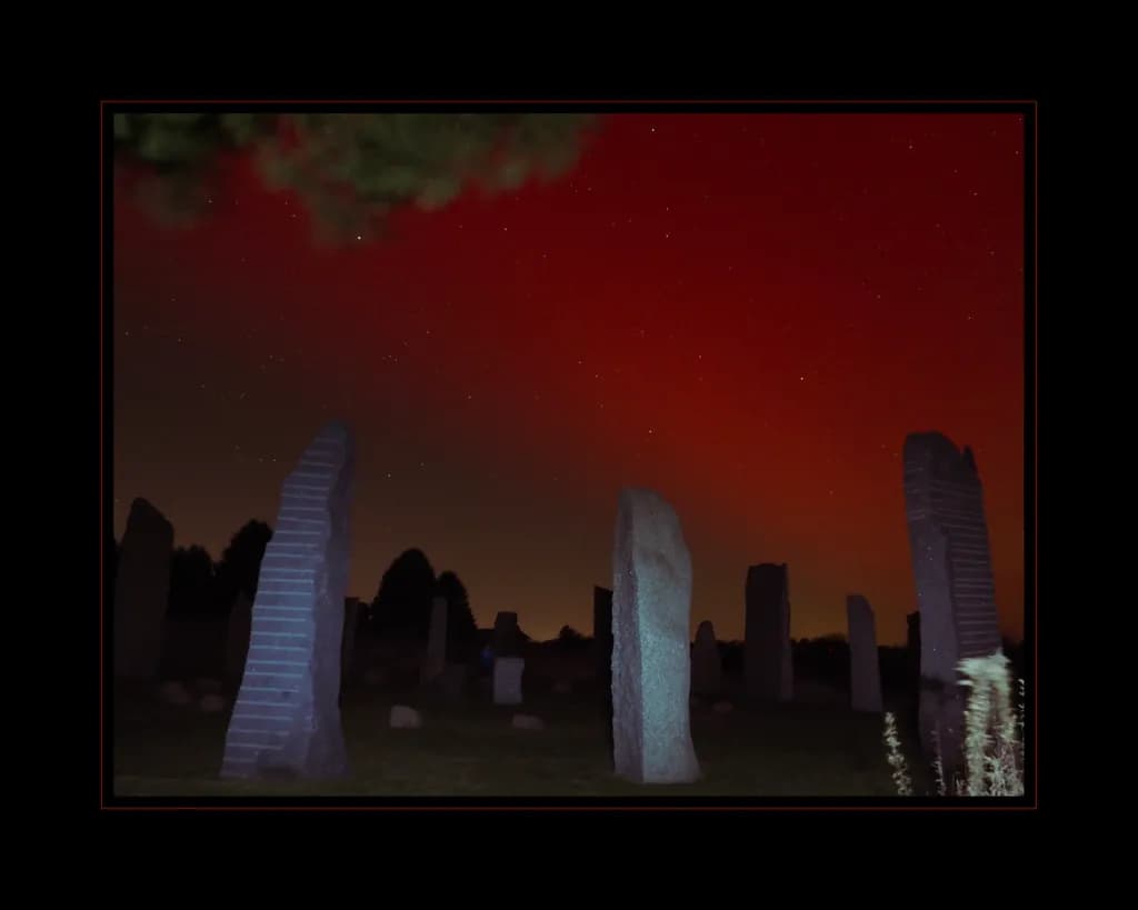 Ancient Stones Under Aurora
