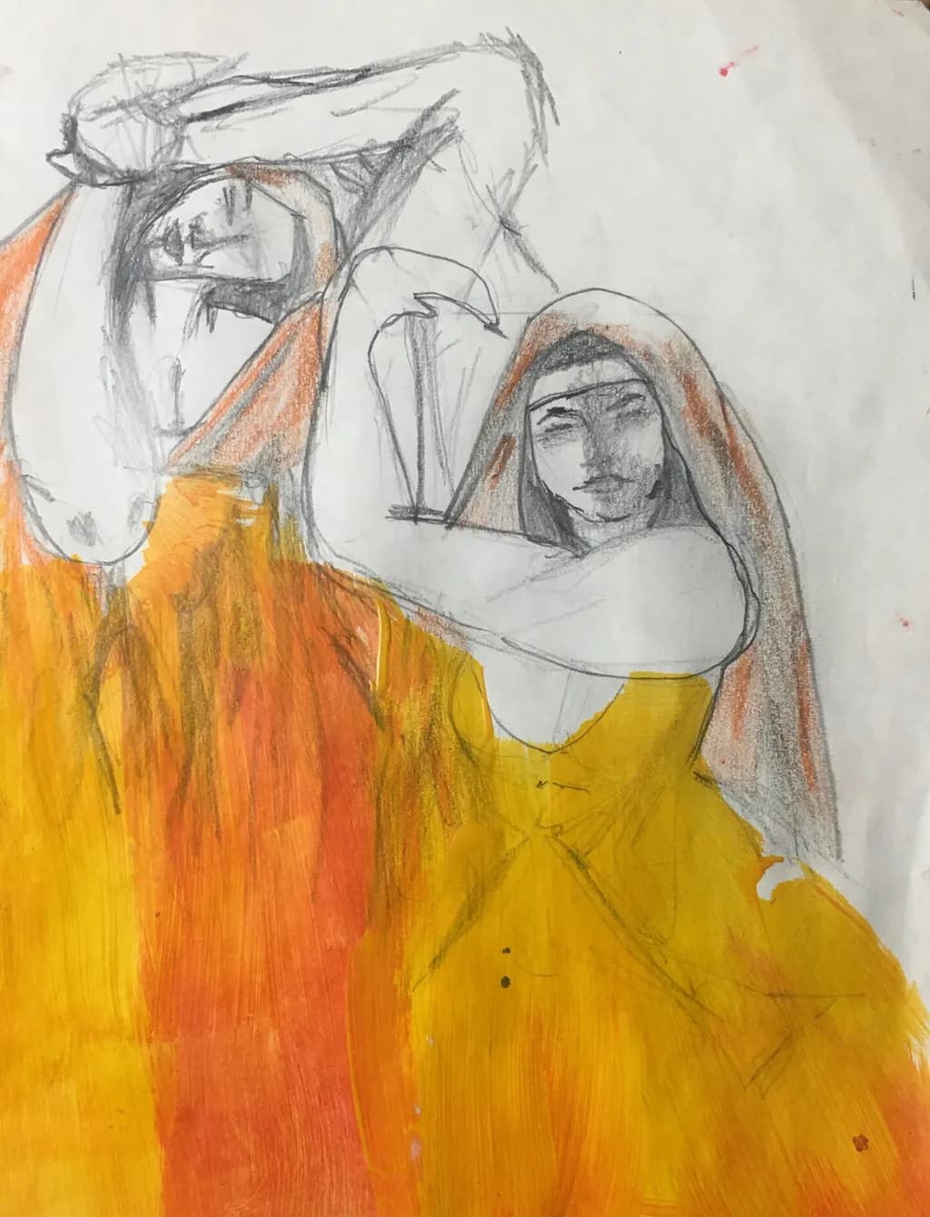 Emotional Dance of Color: Abstract Figures in Vibrant Harmony