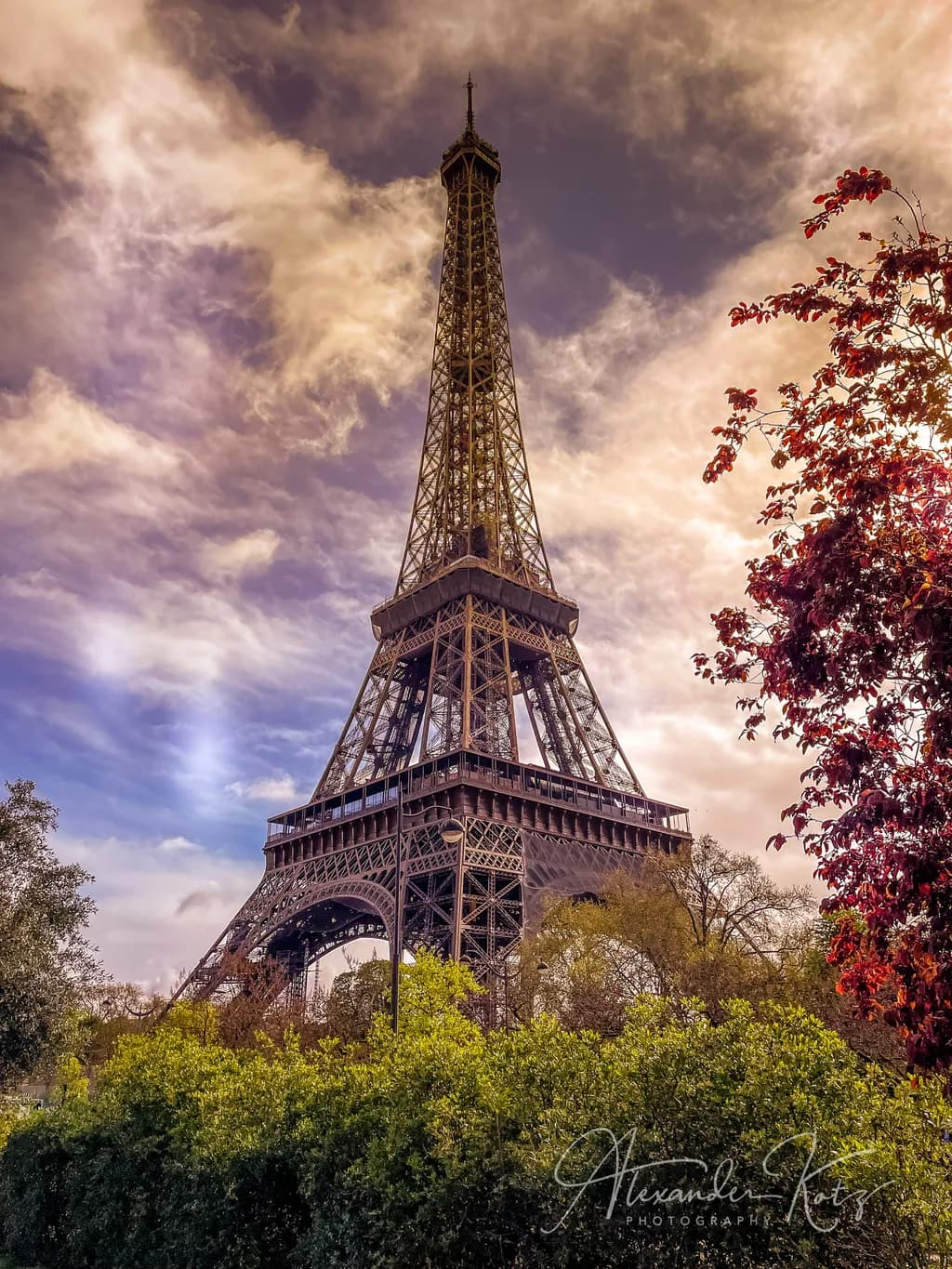 Eiffel Tower Elegance: A Majestic Parisian Landmark Under a Dreamy Sky