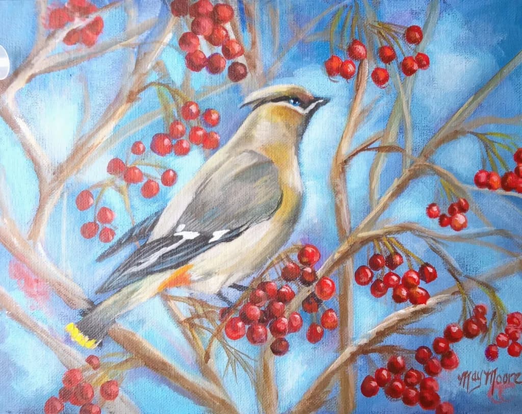 Whimsical Harmony: A Bird's Serenade Among Vibrant Berries