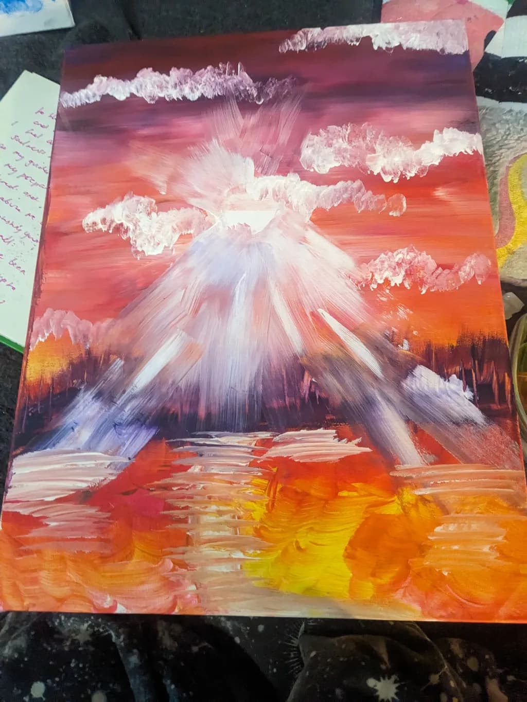 Eruption of Colors: A Fiery Sunset Over the Mountain Landscape