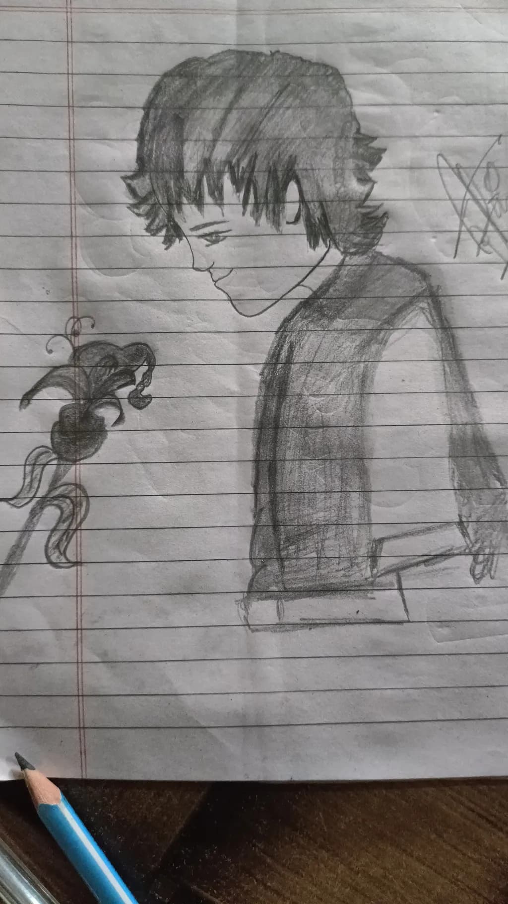 Whispers of Reflection: A Boy's Encounter with the Enigmatic Flower
