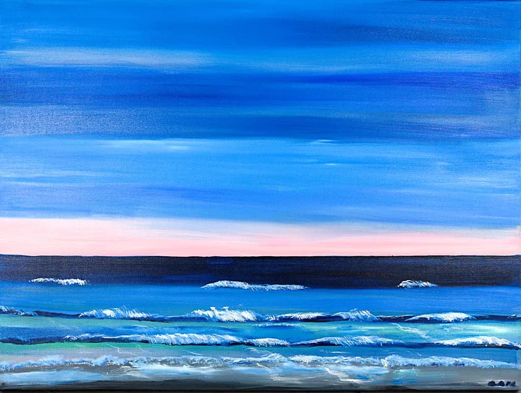 Serenity in Blue: A Tranquil Ocean Landscape at Dusk