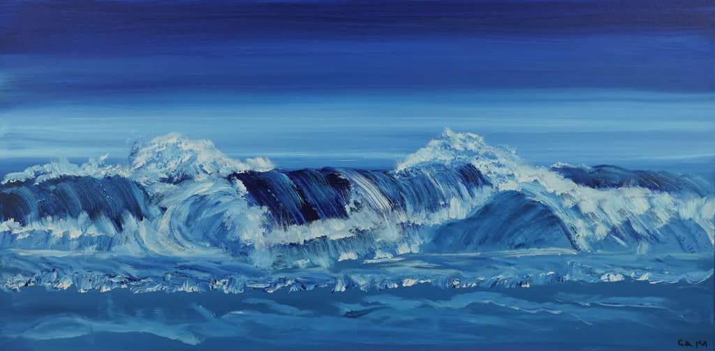 Ocean's Embrace: A Dance of Waves in Tranquil Blues