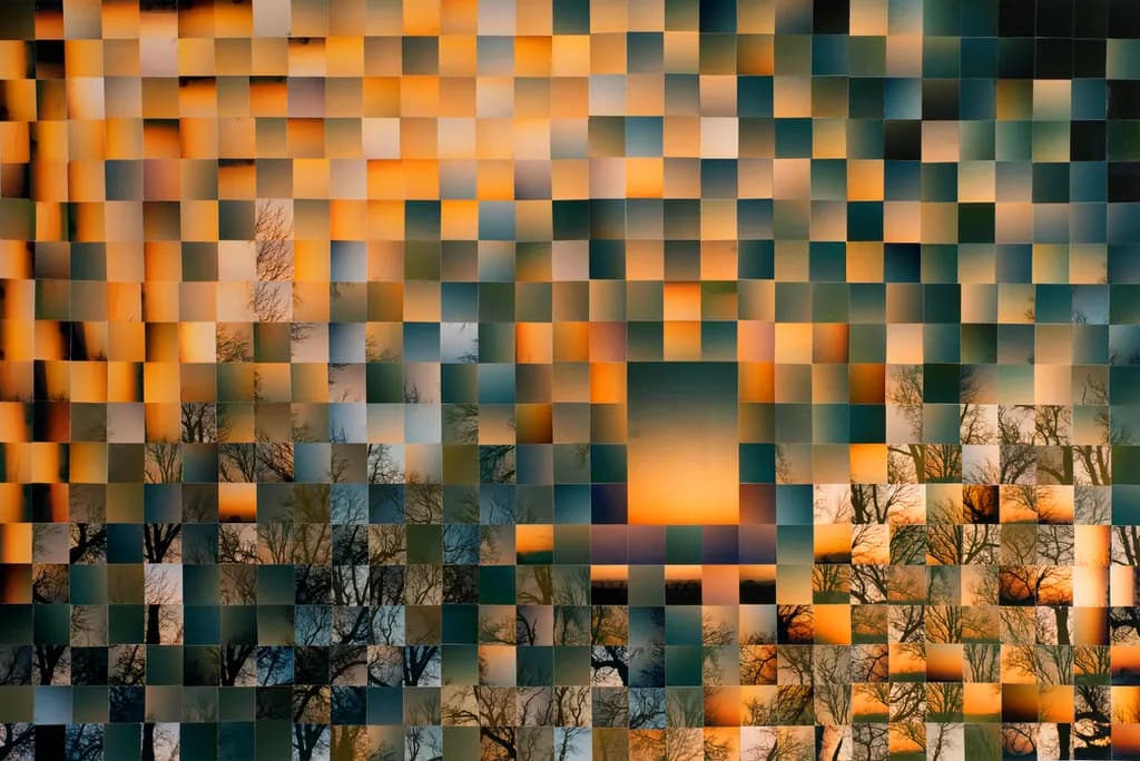 Mosaic Sunset Trees