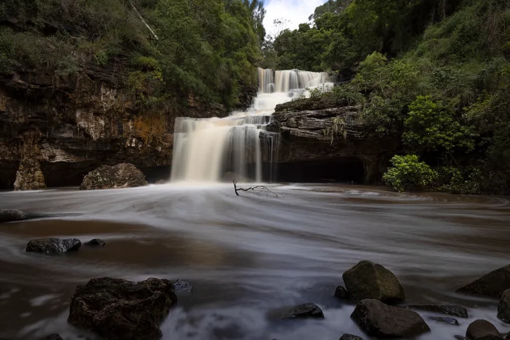 The Den of Nargun Waterfalls in Winter