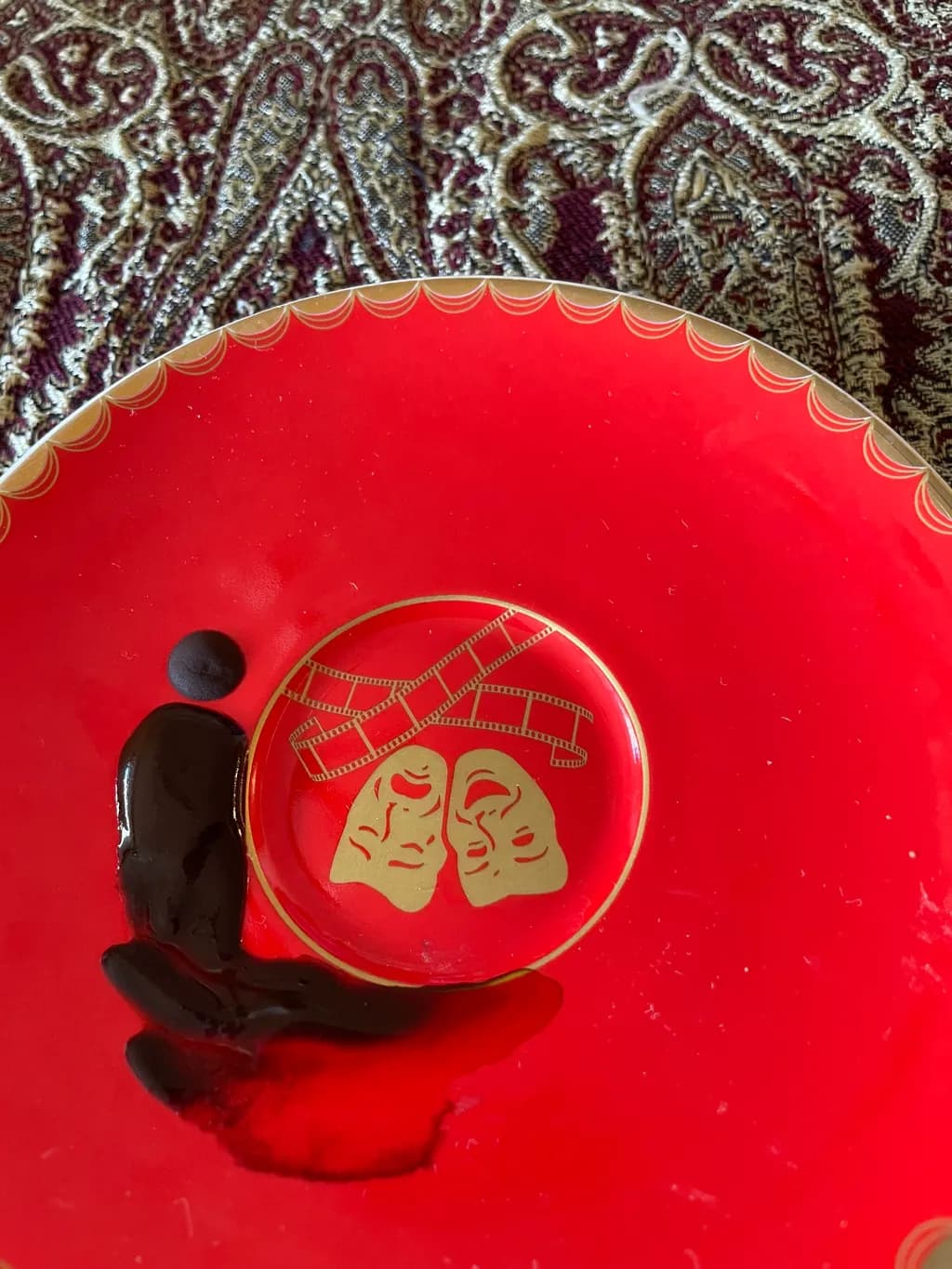 Theatrical Reflections: A Dance of Shadows on a Crimson Canvas