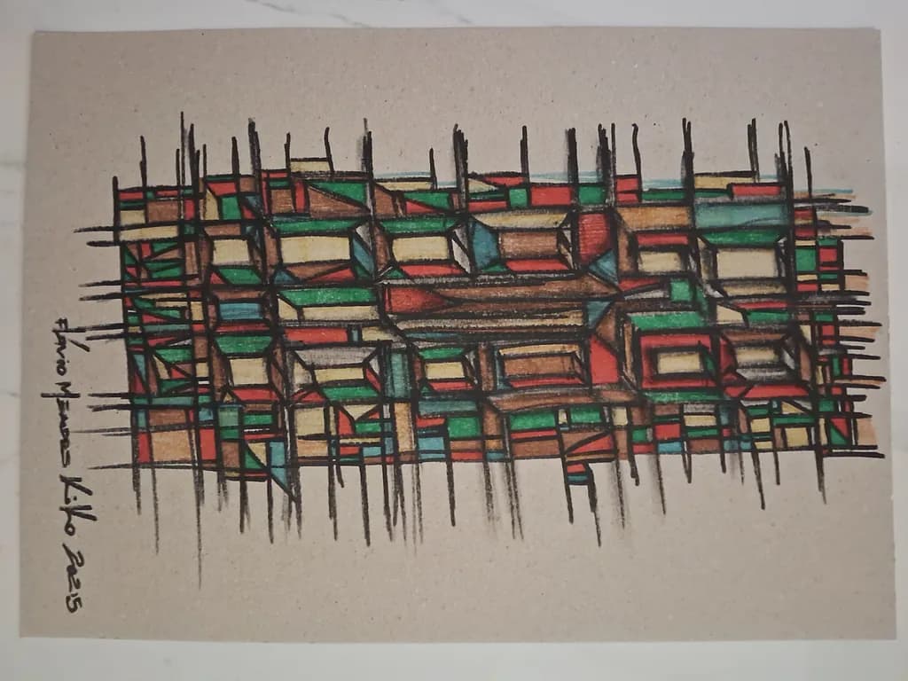 Vibrant Geometric Harmony: An Abstract Exploration of Color and Texture