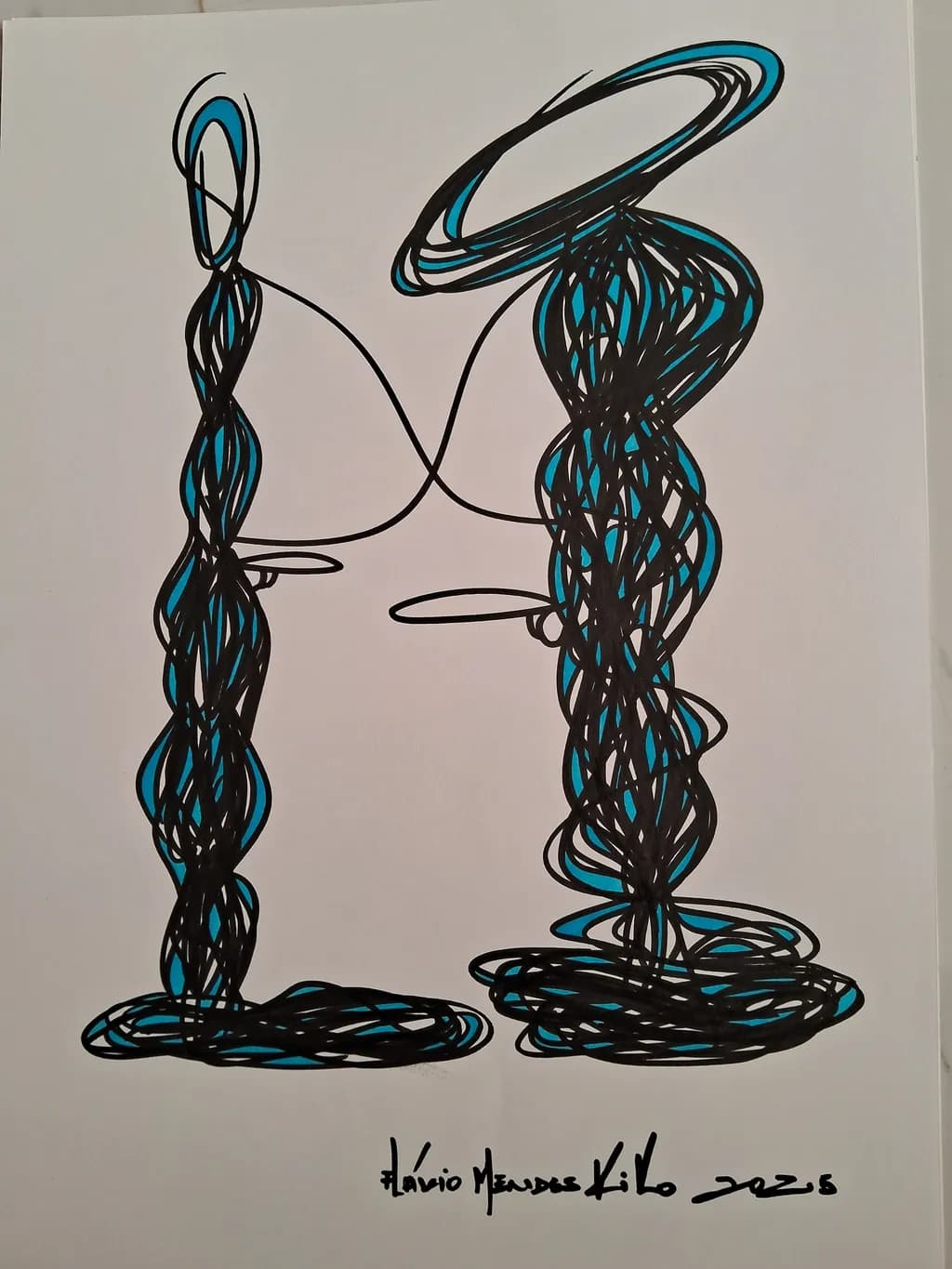 Whimsical Connections: A Dance of Lines and Color in Abstract Form