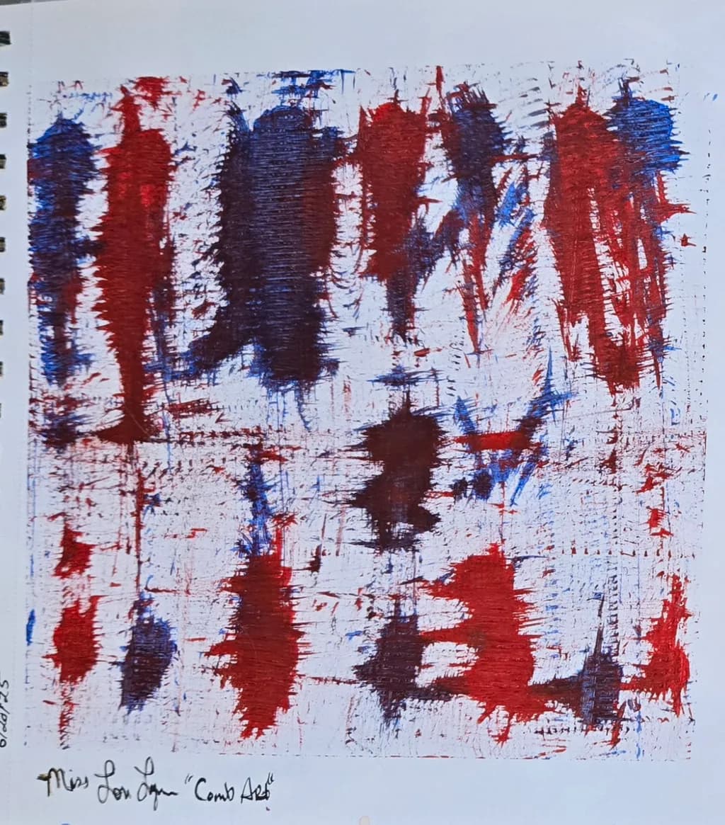 Vibrant Chaos: A Dance of Red, Blue, and White Textures