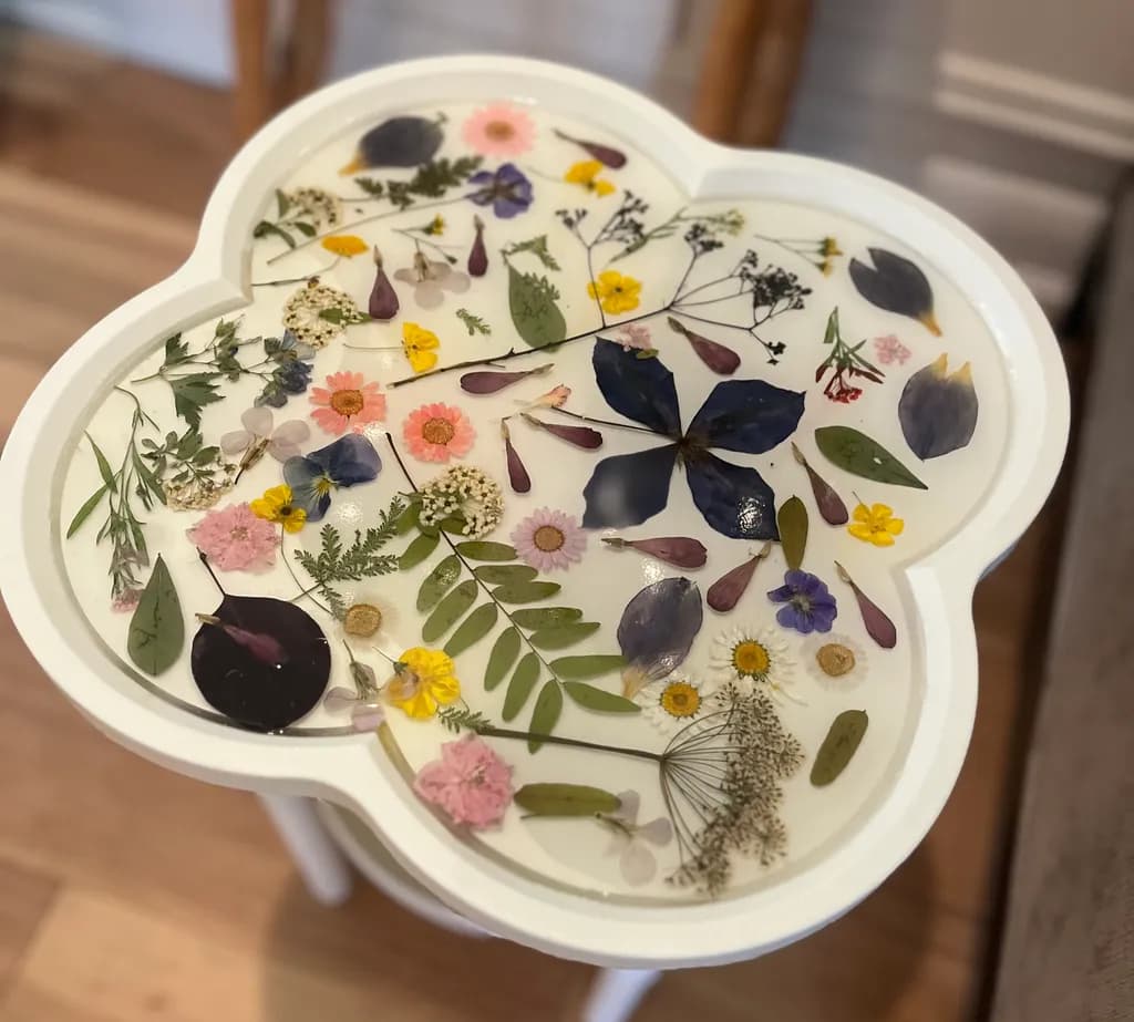 Whimsical Floral Resin Table: A Blooming Delight for Your Home Decor