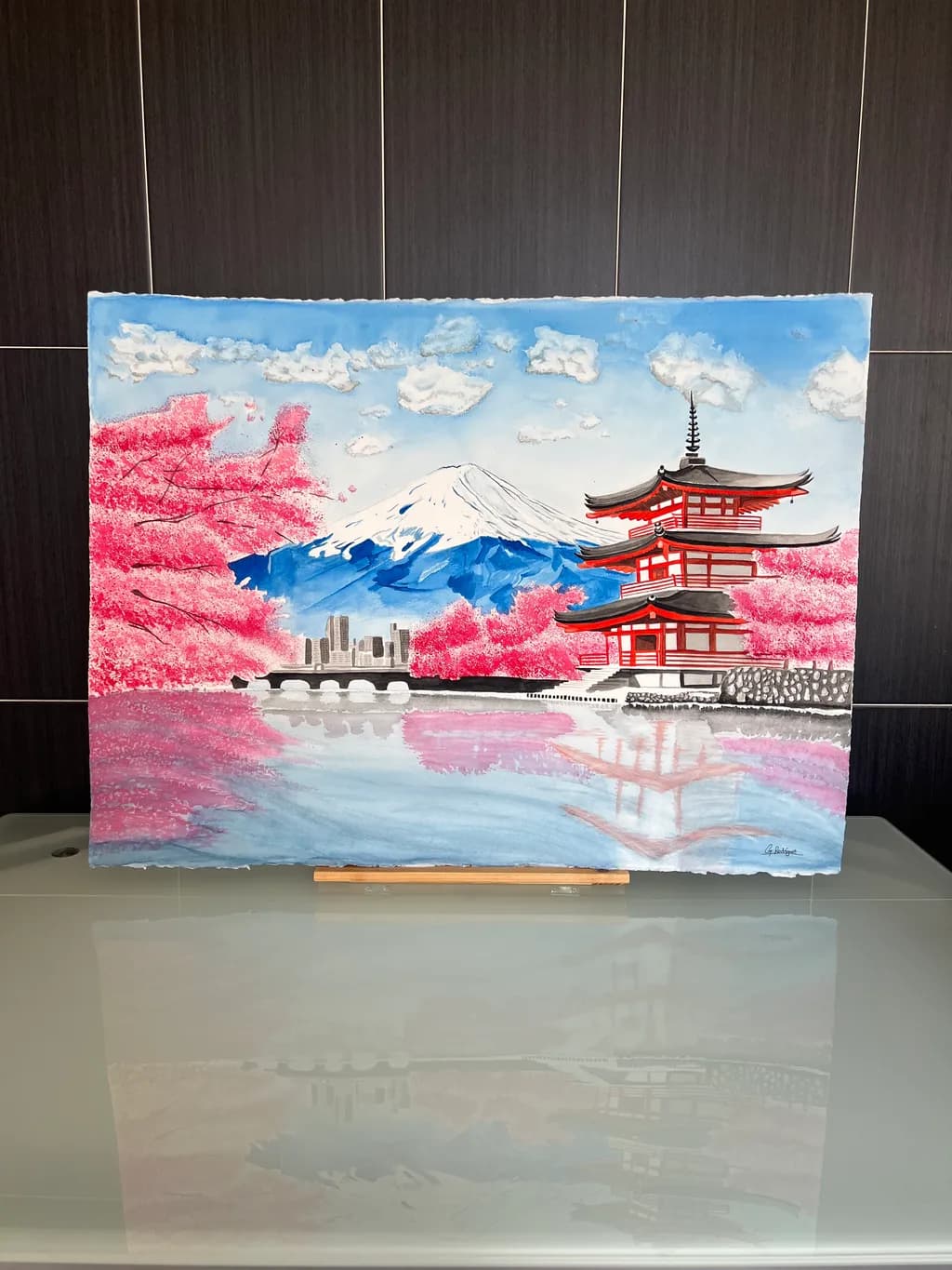 Serenity in Bloom: A Tranquil Japanese Landscape with Cherry Blossoms and Mount Fuji