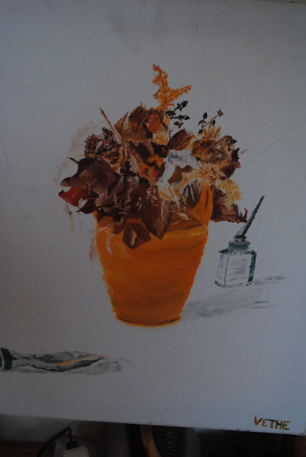 Vibrant Autumn Blooms: A Still-Life in Orange and Earthy Tones